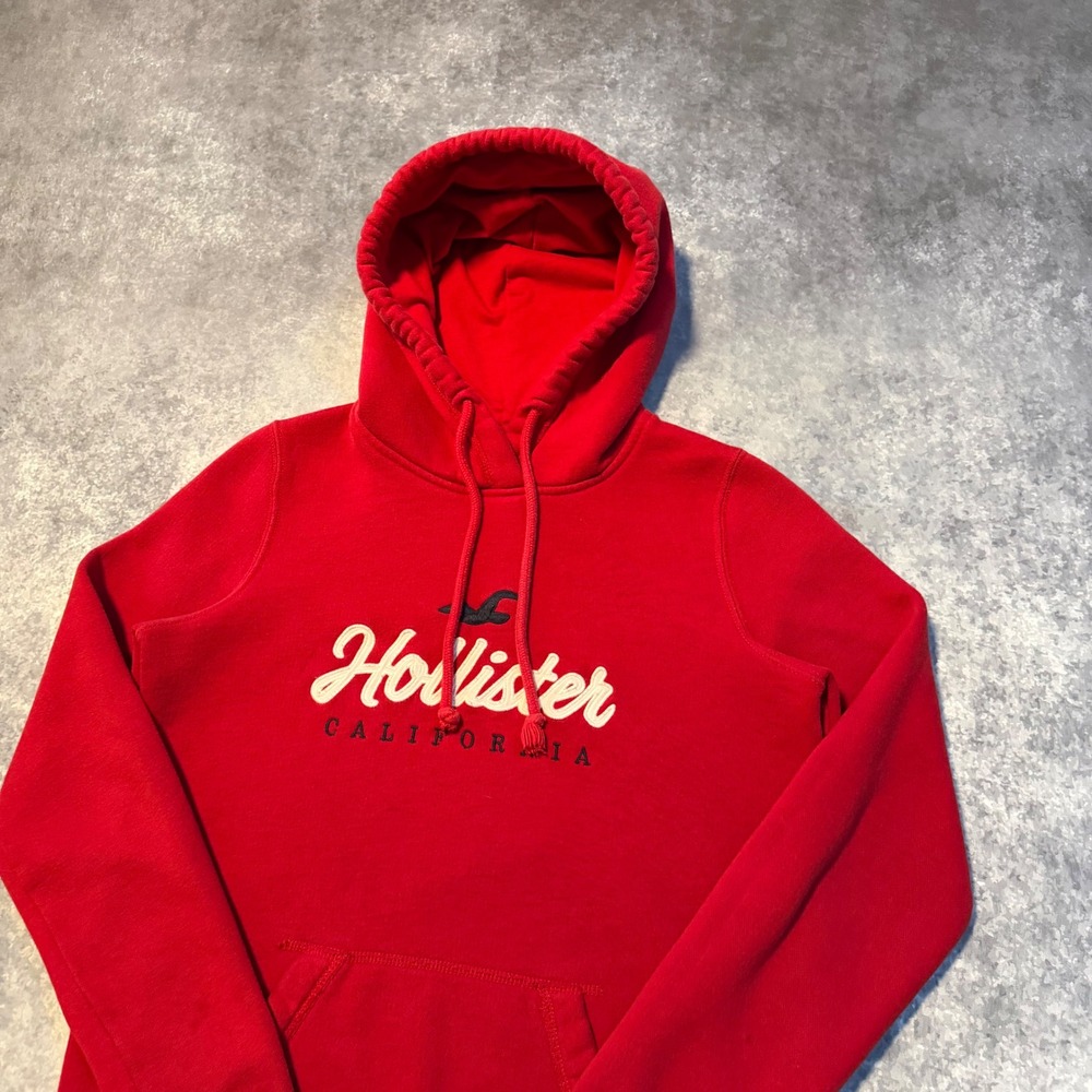 Hollister California Red Hoodie Sweatshirt Pullover Logo Graphic Size XS